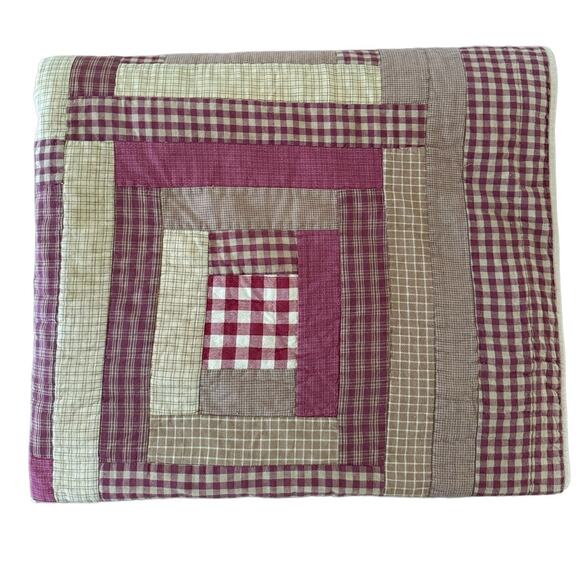 VHC BRANDS Cotton Patchwork Quilt Red Gingham & Plaid size King - Picture 1 of 16